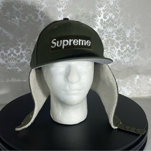 Supreme Box Logo Hat with fleece Earflap 7 3/4 Olive